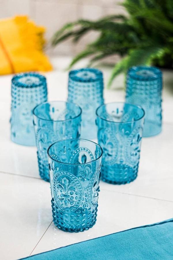 Akrilik Aquamarin 6lı Kısa Bardak & Su Meşrubat Kahve Yanı Bardağı 400 ml ( Cam Değildir ) - Image 1