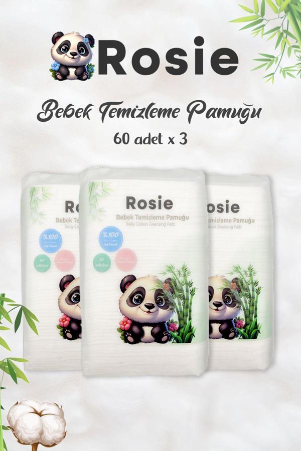 ROSIE %100 Doğal Bebek Temizleme Pamuğu 3'lü Paket - Image 1