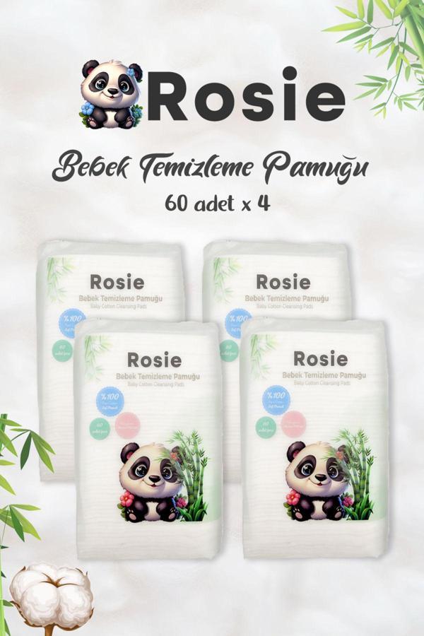ROSIE %100 Doğal Bebek Temizleme Pamuğu 4'lü Paket - Image 1
