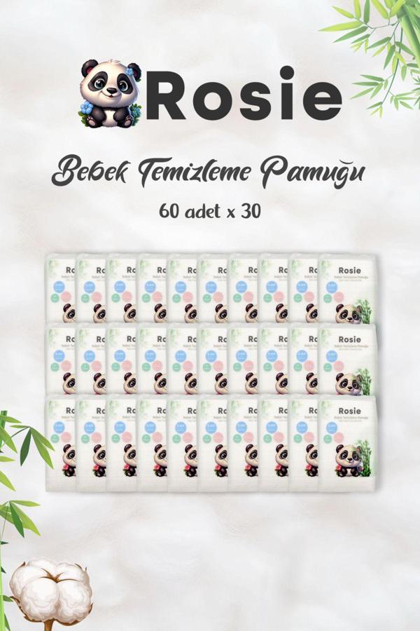 ROSIE %100 Doğal Bebek Temizleme Pamuğu 30'lu Paket - Image 1