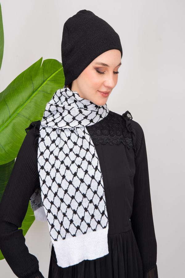 Triko İpli Filistin Geleneksel Nakışlı Çocuk Unisex Atkı Takmı S300009 - Image 1