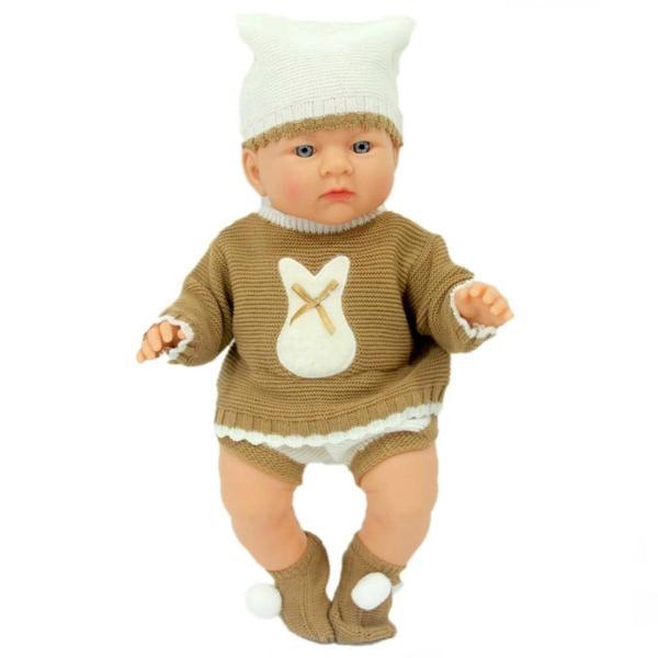 Çocuk Yeni Doğmuş Kahve Bej Elbiseli Azra Bebek - Image 1