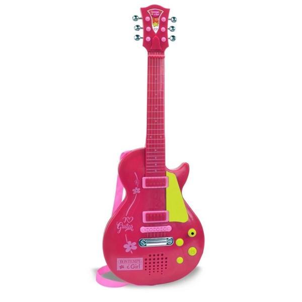 Elektronik Tuşlu ve Telli Askılı Pembe Gitar, Çocuk Gelişimi İçin Eğitici Müzik Aleti - Image 1