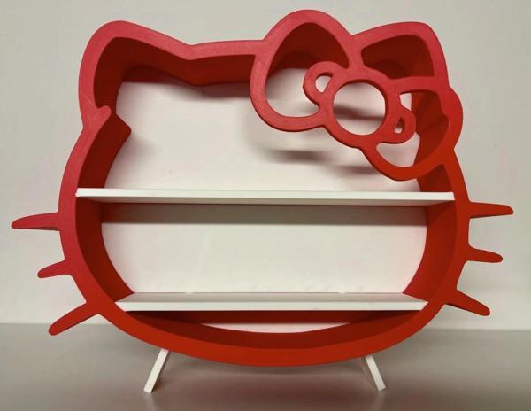 Dekoratif Hello Kitty Kesimli Masa Şifonyer Süsü - Kırmızı Kasa - Kırmızı Fiyonk - Image 1