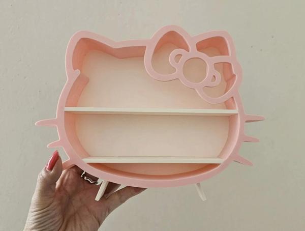 Dekoratif Hello Kitty Kesimli Masa Şifonyer Süsü - Pembe Kasa - Pembe Fiyonk - Image 1