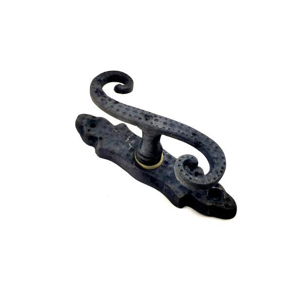 Antika Tarz Dekoratif Pirinç Kıvrık Pencere Kolu - 130x33 mm, Oksit - Image 1