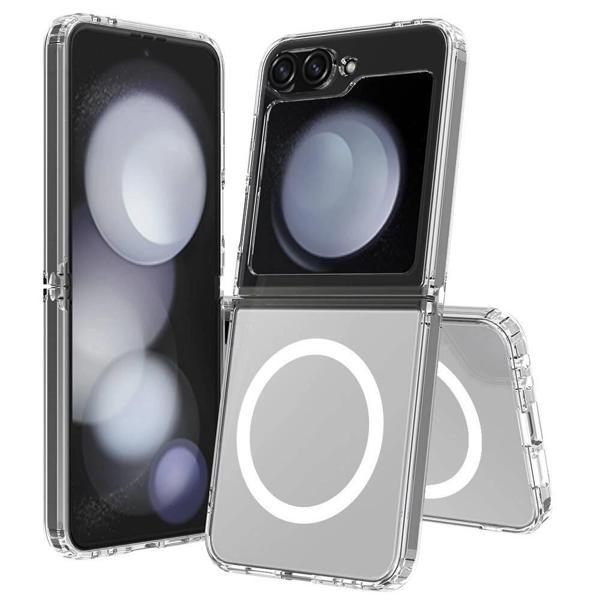 Galaxy Z Flip 6 Kılıf M-safe Şarj Özellikli Şeffaf Sert PC Zore Embos Kapak - Image 1