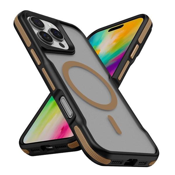 Apple iPhone 16 Pro Kılıf M-safe Şarj Özellikli Renkli Kenar Airbag Şeritli Zore Lamer Kapak - Image 1