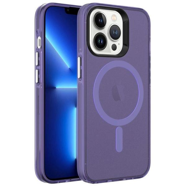 Apple iPhone 13 Pro Max Kılıf Zore M-safe Şarj Özellikli Buzlu Transparan C-Pro Sert Kapak - Image 1