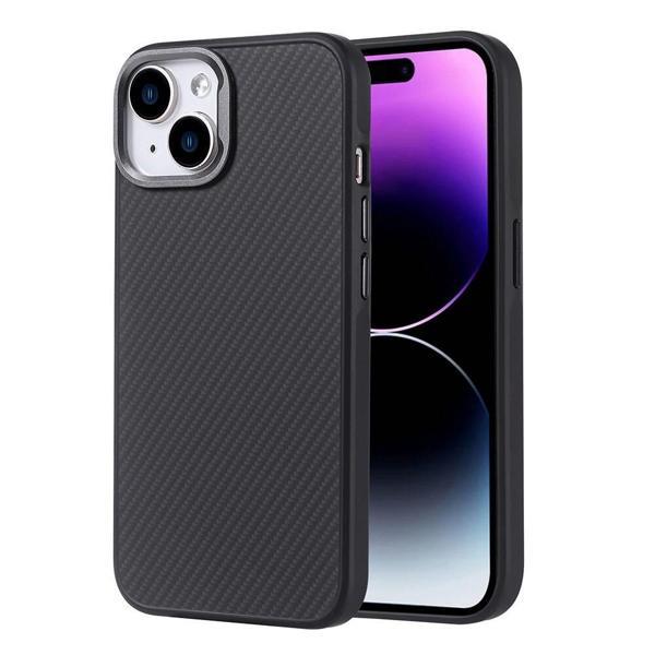Apple iPhone 15 Kılıf M-safe Şarj Özellikli Karbon Fiber Görünümlü Zore Troy Kapak - Image 1