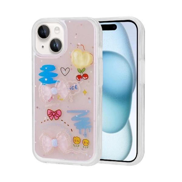 Apple iPhone 15 Plus Kılıf Kabartma Figürlü Parlak Zore Minimini Silikon Kapak - Image 1