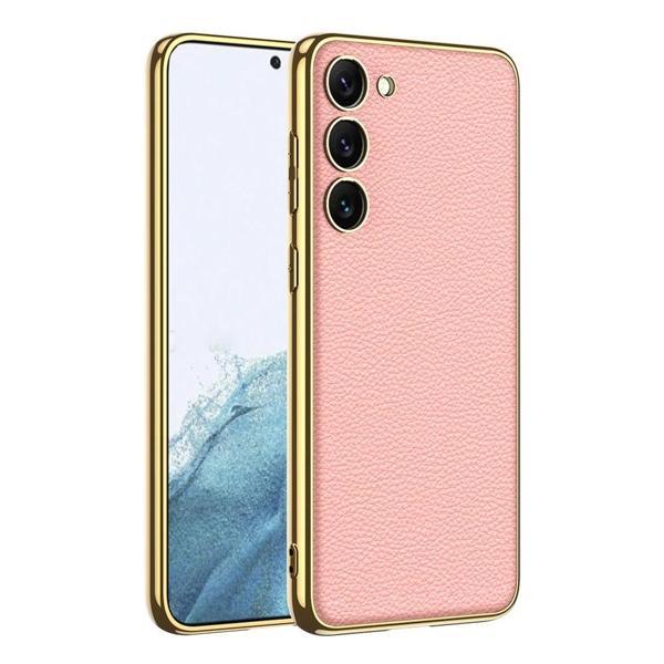 Galaxy S23 Plus Kılıf Deri Görünümlü Kenarları Elektroplating Kaplama Zore Fizyon Kapak - Image 1