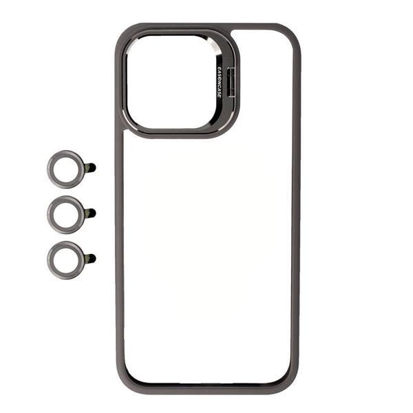 Apple iPhone 15 Pro Max Kılıf Kamera Lens Korumalı Standlı Zore Klon Lensli Kapak - Image 1
