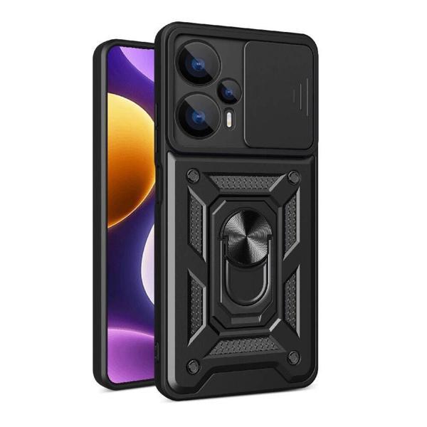 Xiaomi Poco F5 Kılıf Magnetik Standlı Kamera Korumalı Zore Sürgülü Vega Kapak - Image 1
