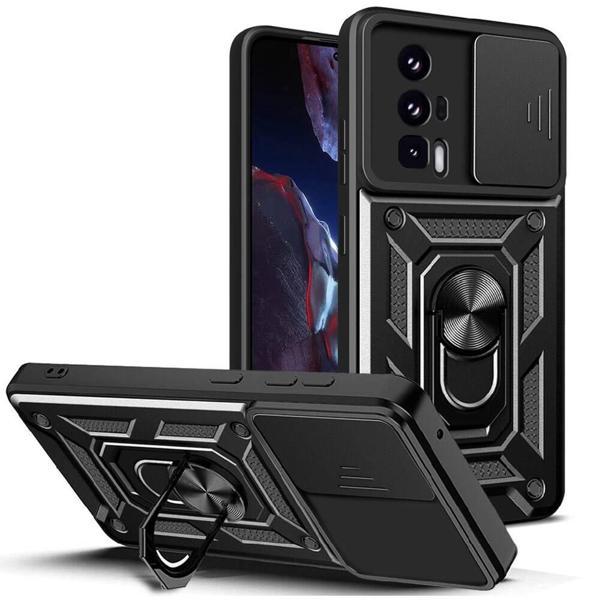 Xiaomi Poco F5 Pro Kılıf Magnetik Standlı Kamera Korumalı Zore Sürgülü Vega Kapak - Image 1