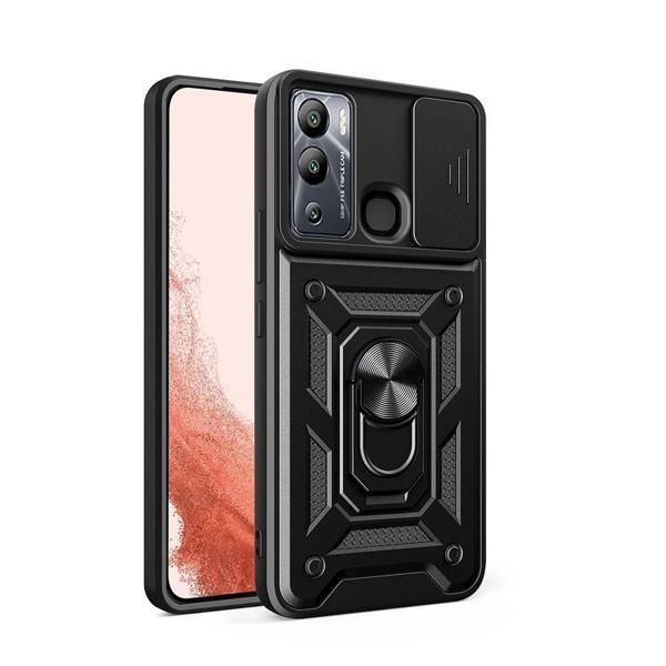 İnfinix Hot 20i Kılıf Magnetik Standlı Kamera Korumalı Zore Sürgülü Vega Kapak - Image 1