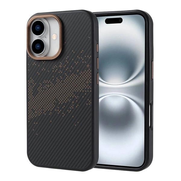 Apple iPhone 16 Kılıf M-safe Şarj Özellikli Karbon Fiber Tasarımlı Zore Vave Kapak - Image 1