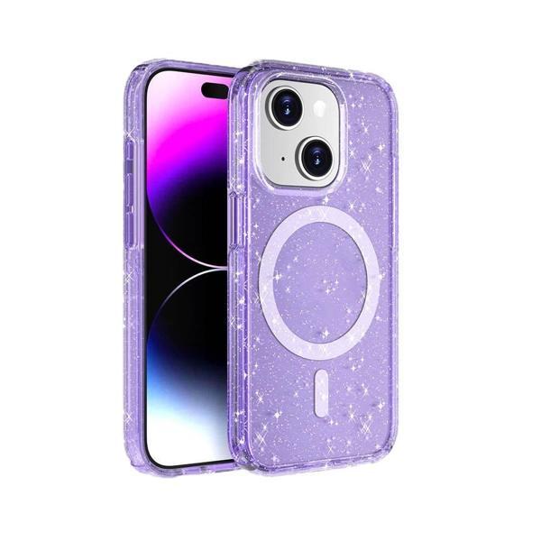 Apple iPhone 15 Kılıf M-safe Şarj Özellikli Parlayan Simli Saydam Renkli Zore Allstar Kapak - Image 1