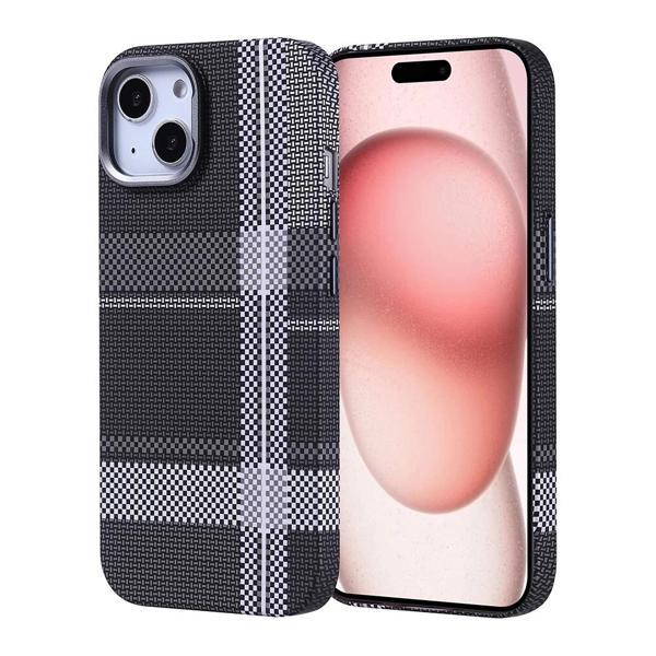 Apple iPhone 15 Kılıf M-safe Şarj Özellikli Karbon Fiber Görünümlü Zore Nekst Kapak - Image 1