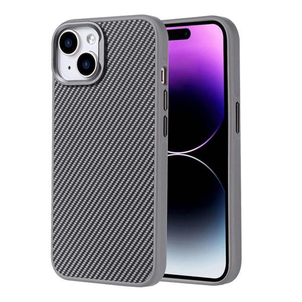 Apple iPhone 14 Kılıf M-safe Şarj Özellikli Karbon Fiber Görünümlü Zore Troy Kapak - Image 1