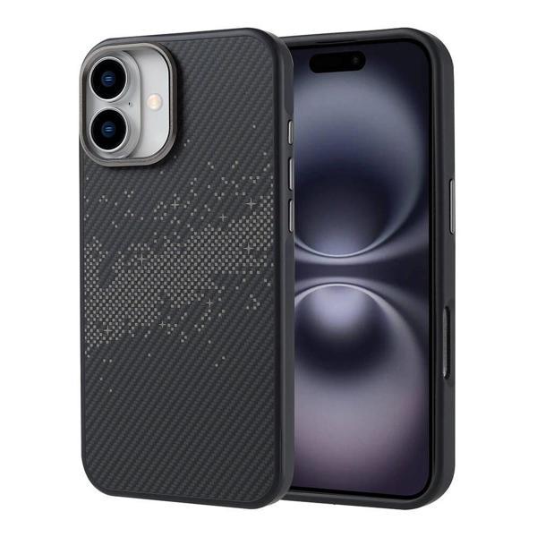 Apple iPhone 16 Plus Kılıf M-safe Şarj Özellikli Karbon Fiber Tasarımlı Zore Vave Kapak - Image 1