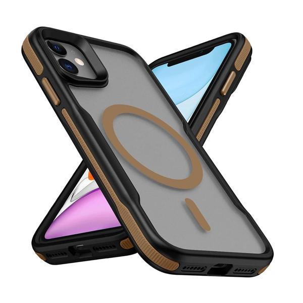 Apple iPhone 12 Kılıf M-safe Şarj Özellikli Renkli Kenar Airbag Şeritli Zore Lamer Kapak - Image 1