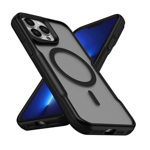 Apple iPhone 13 Pro Max Kılıf M-safe Şarj Özellikli Renkli Kenar Airbag Şeritli Zore Lamer Kapak - Image 1