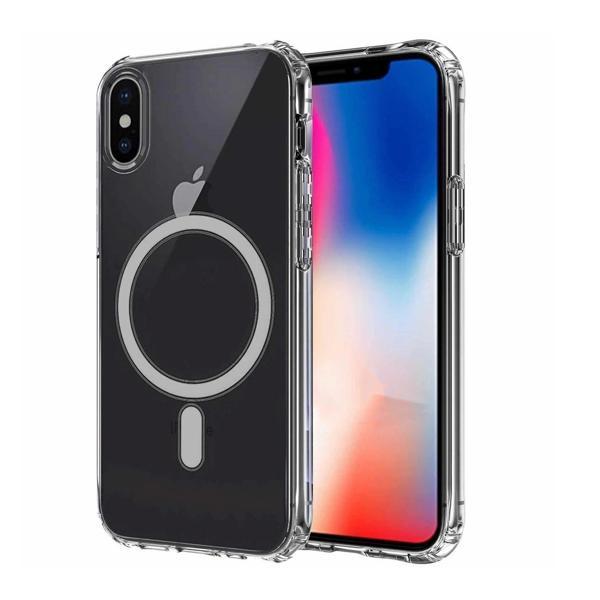 Apple iPhone XS Max 6.5 Kılıf M-safe Şarj Özellikli Şeffaf Sert PC Zore Embos Kapak - Image 1