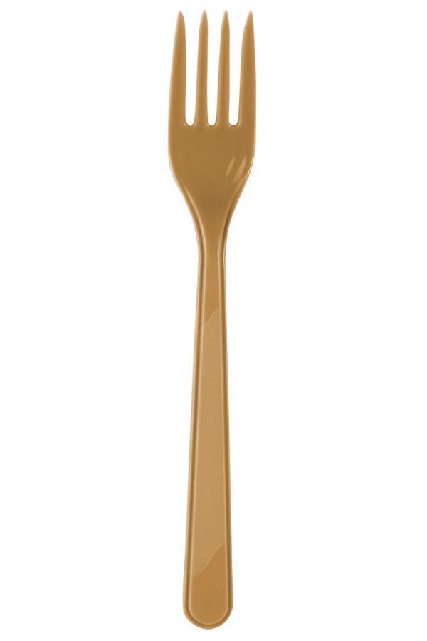 Plastik Gold Altın Renkli Lüx Parti Doğum Günü Çatal - 18 Cm. - 75 Adet - Image 1