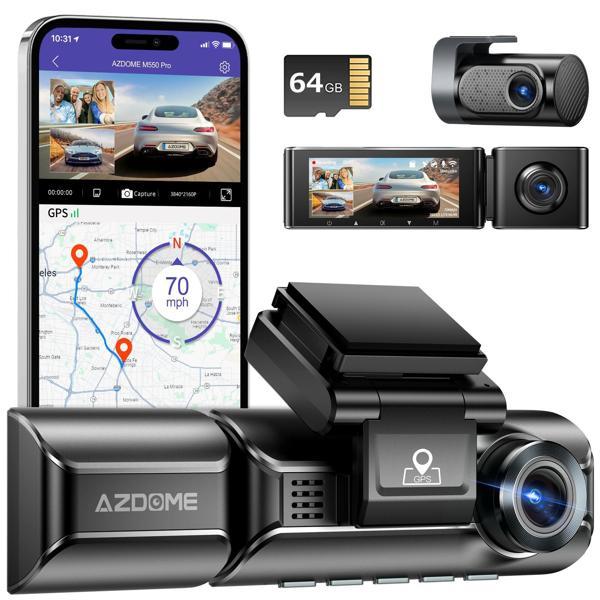 Azdome M550 Pro 4K+1080P Araç Kamerası Ön ve Arka 3.18'' IPS Ekranlı 5 Ghz Wi-Fi Gps 150 ° Fov Wdr Gece Görüşü (Azdome Türkiye Garantili) - Image 1