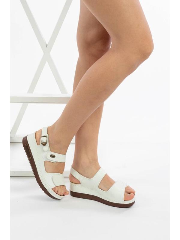 ROY JONES 3014 BEYAZ ÇIRTLI COMFORT CASUAL ANATOMİK SANDALET - Image 1