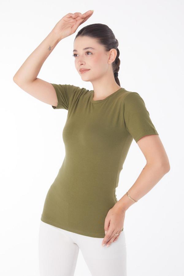 Kısa Kollu T-shirt Haki - 25768 - Image 1