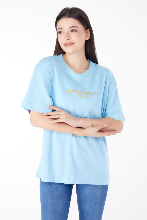 Baskılı Kısa Kollu T-Shirt Bebe Mavi - 25400 - Image 1