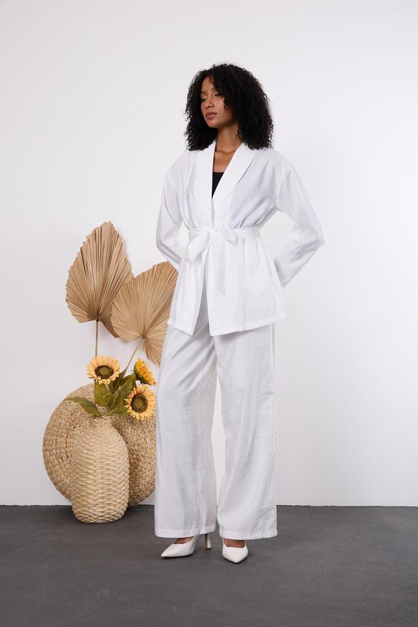 Ekru Oversize Kimono Takım - Image 1