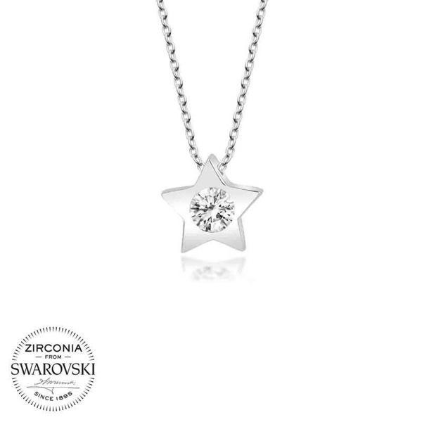 Swarovski Taşlı Gümüş Yıldız Bayan Kolye SL4073 - Image 1