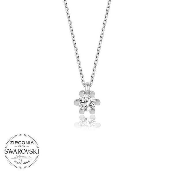 Swarovski Taşlı Gümüş Tektaş Bayan Kolye SL4074 - Image 1