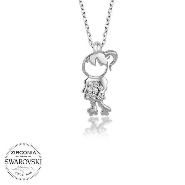 Swarovski Taşlı Gümüş Çocuk Bayan Kolye SL4070 - Image 1