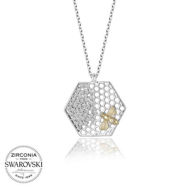 Swarovski Taşlı Gümüş Arı Bayan Kolye SL4080 - Image 1