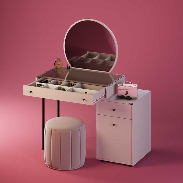 Adore Mobilya Dior Aynalı Makyaj Masası-Vizon 108x134x47 Cm - Image 1