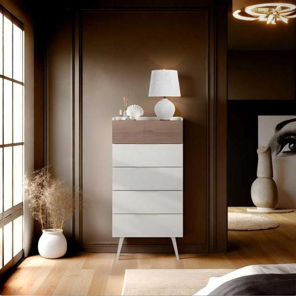 Milano 5 Çekmeceli Şifonyer - Vizon/Zebra 60x121x44 cm - Image 1