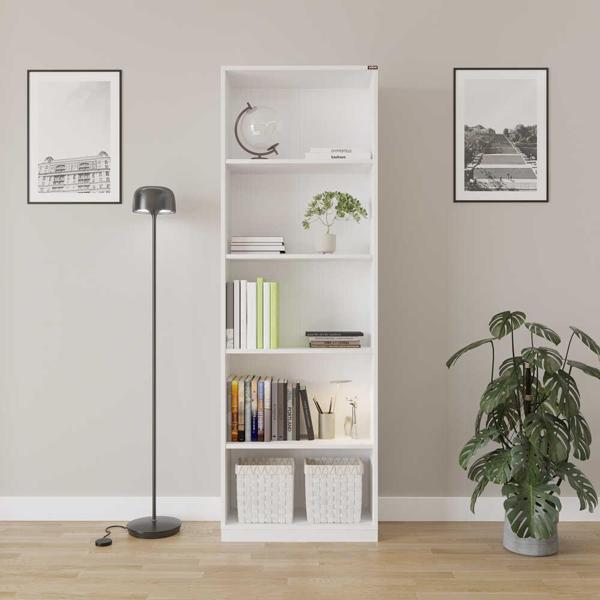 Modern 5 Raflı Kitaplık - Beyaz 64x182x26 cm - Image 1