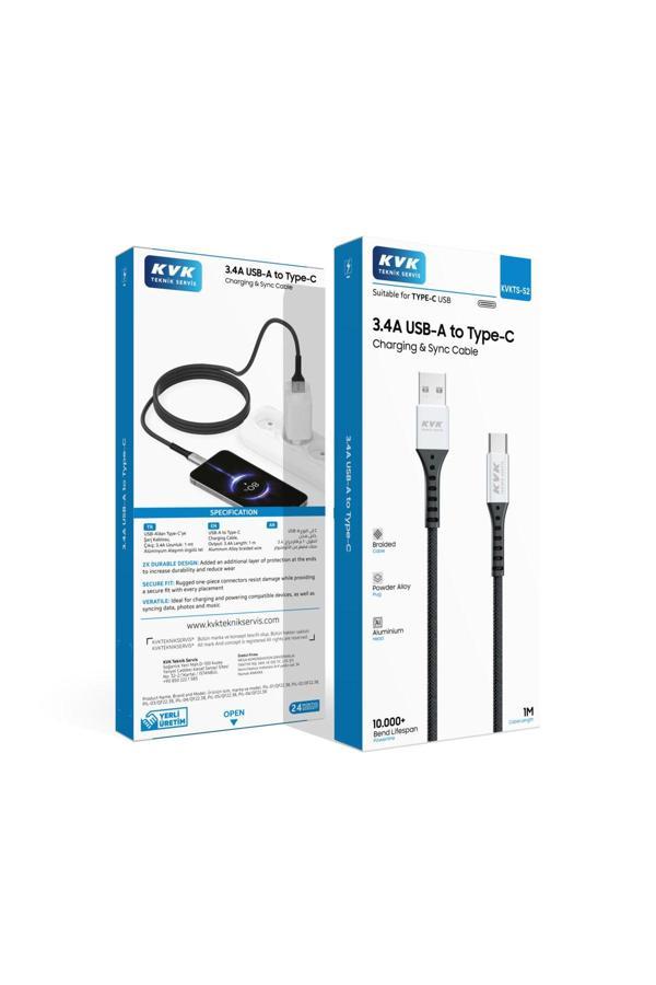 Kvk 3.4A Usb-A To Type-C Chargi?Ng&Sync Cable - Image 1