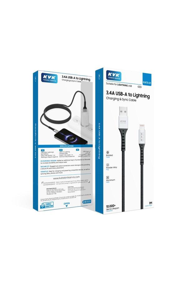 Kvk 3.4A Usb-A To Li?Ghtni?Ng Chargi?Ng&Sync Cable - Image 1