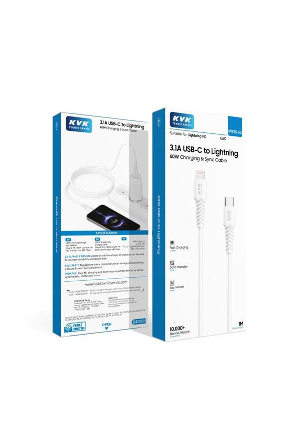 Kvk 3.1A Usb-C To Lightning 60W Charging&Sync Cable  Uyumlu - Image 1