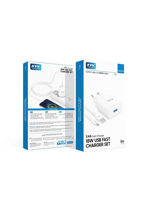 Kvk 3.4A Fast Charge 18W Usb Fast Charger Set - Image 1