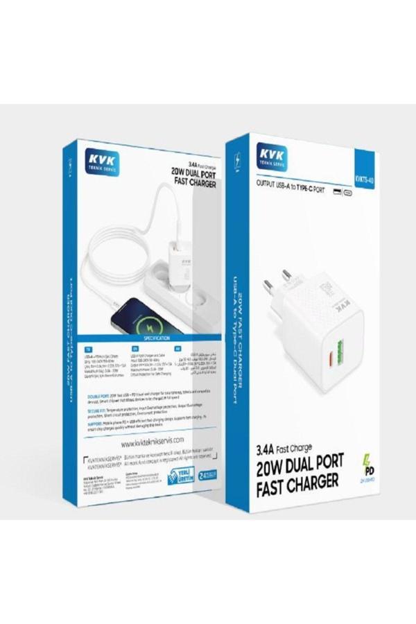 Kvk 20W Dualport Sarj Başlık Output Usb-A To Type-C Port - Image 1