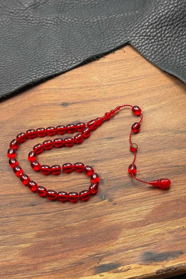 Küçük Boy Usta İşçilik Kırmızı Ateş Kehribar Tesbih - Image 1