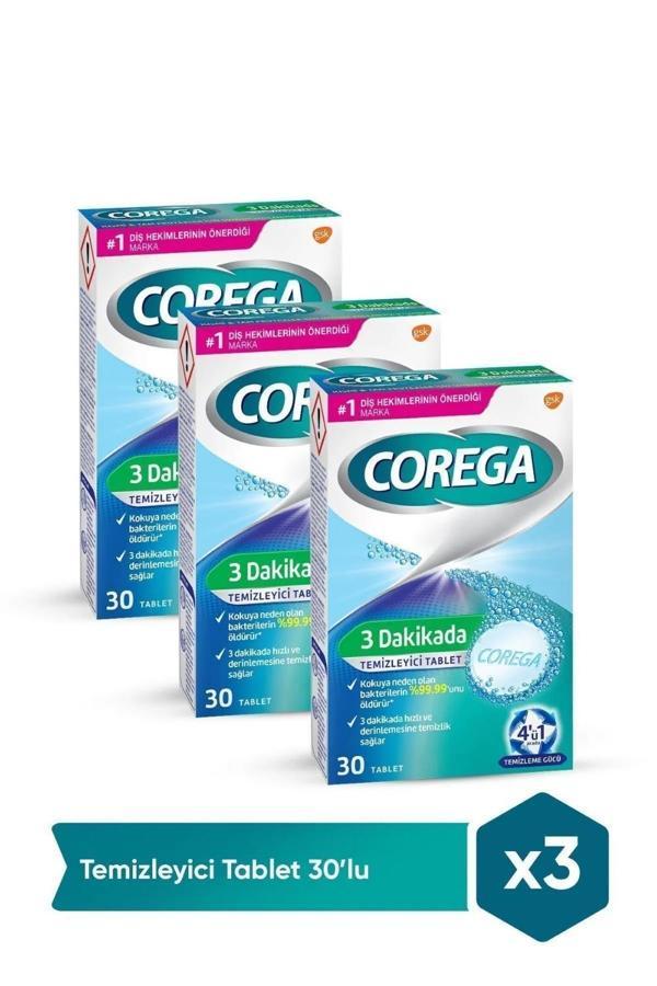 Corega 3 Dakikada Temizleyici 30 Tablet x 3 Adet - Image 1