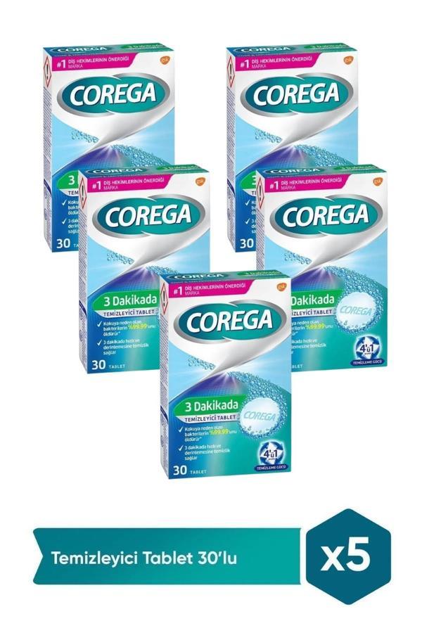 Corega 3 Dakikada Temizleyici 30 Tablet x 5 Adet - Image 1