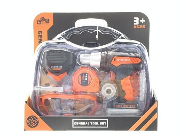 Ceren Ctoys Oyuncak Çantalı 16 Parça Pilli Vidalama ve Toz maskesi  İş Gözlüğü Tamir Ekipmanı  778-10 - Image 1